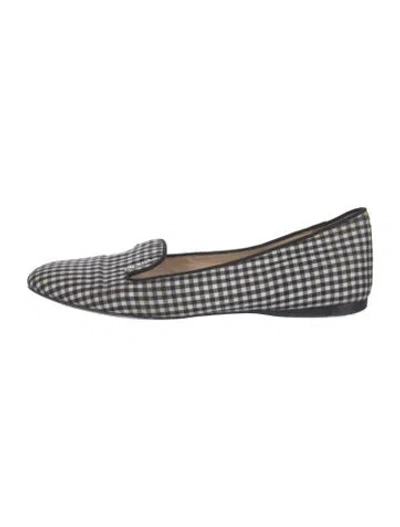 Pre-owned Prada Canvas Plaid Print Loafers In Blue
