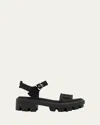 Prada Canvas Platform Sandals In Black