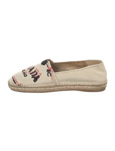 Pre-owned Prada Canvas Printed Espadrilles In Neutral