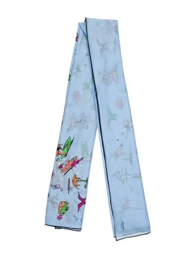 Pre-owned Prada Canvas Printed Scarf In Blue