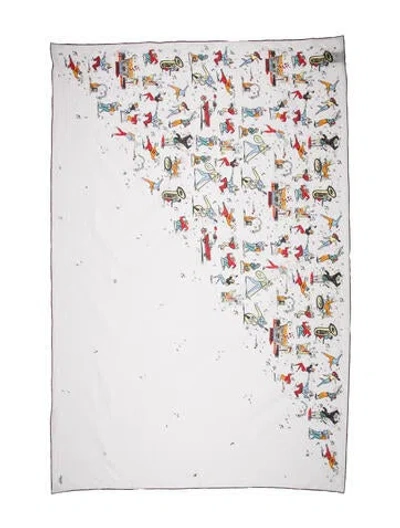 Pre-owned Prada Canvas Printed Scarf In White