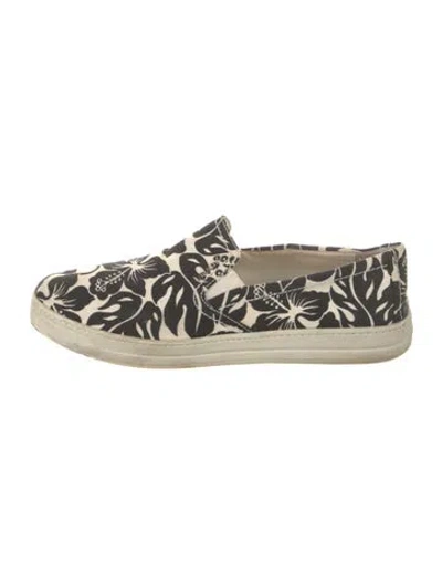 Pre-owned Prada Canvas Printed Sneakers In White