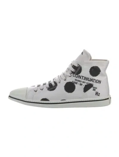 Pre-owned Prada Canvas Printed Sneakers In White