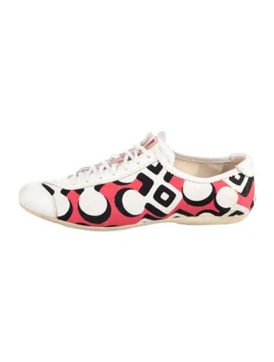 Pre-owned Prada Canvas Printed Sneakers In White