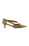 Prada Crossover Strap Pointed Toe Pump In Green