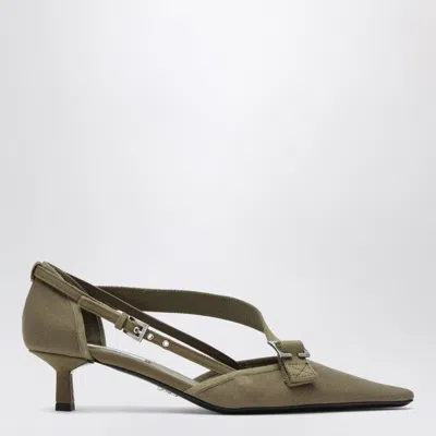 Prada Canvas Pumps In Forest Color In Green