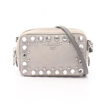 Pre-owned Prada Canvas Saffiano Triangle Shoulder Bag () In Gray