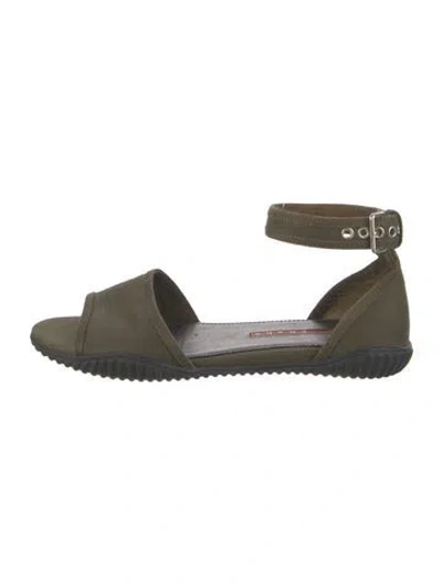 Pre-owned Prada Canvas Sandals In Green