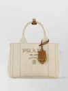 Prada Canvas Shopping Bag Contrast Trim In Neutral