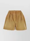 Prada Canvas Shorts With Elastic Waistband And Pleats