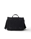 Prada Schultertasche Aus Canvas In Black