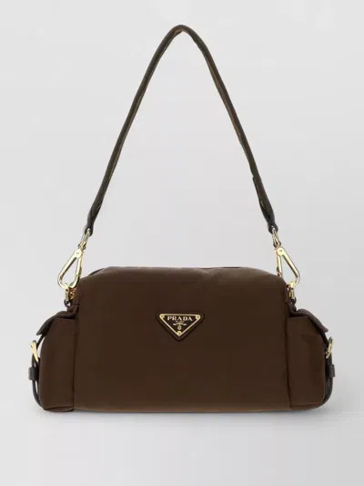 Prada Canvas Shoulder Clutch Bag Adjustable Strap In Brown