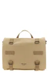 Prada Canvas Shoulder Bag Strap Top Handle In Sand