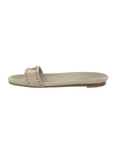 Pre-owned Prada Canvas Slides In Neutrals