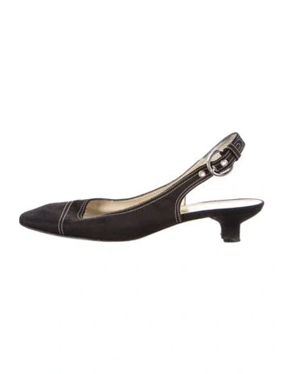 Pre-owned Prada Canvas Slingback Pumps In Black