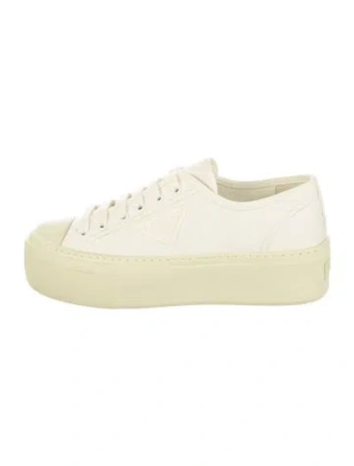 Pre-owned Prada Canvas Sneakers In Neutral