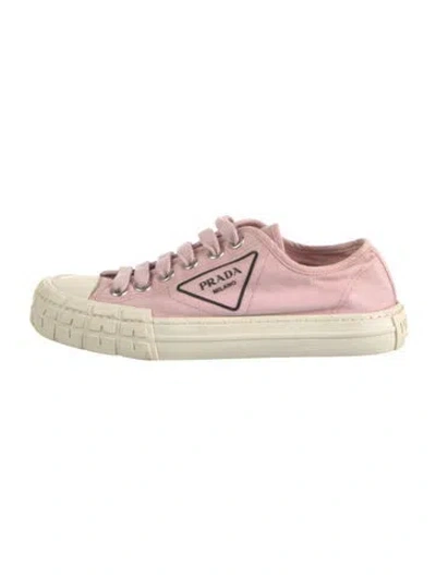 Pre-owned Prada Canvas Sneakers In Pink