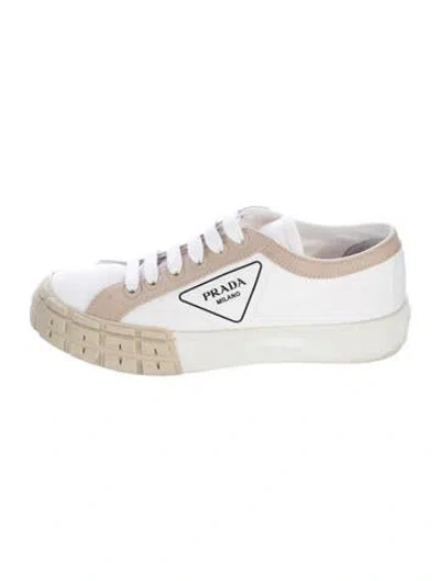 Pre-owned Prada Canvas Sneakers In White