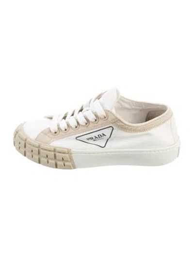 Pre-owned Prada Canvas Sneakers In White