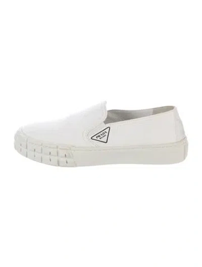 Pre-owned Prada Canvas Sneakers In White