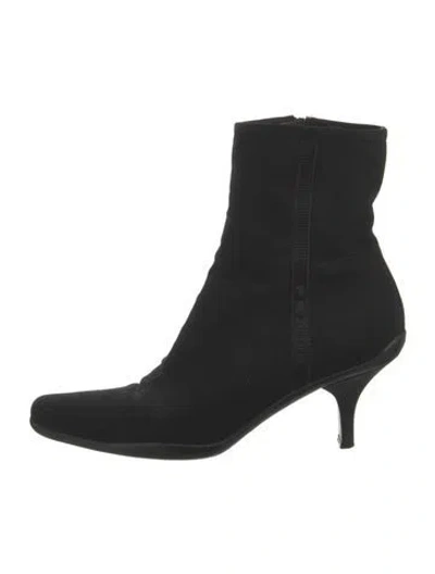 Pre-owned Prada Canvas Sock Boots In Black