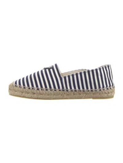 Pre-owned Prada Canvas Striped Espadrille Sneakers In Neutral