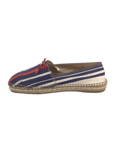 Pre-owned Prada Canvas Striped Espadrilles In Blue