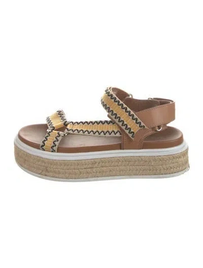 Pre-owned Prada Canvas Striped Espadrilles In Neutral