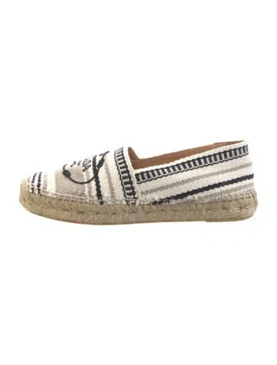 Pre-owned Prada Canvas Striped Espadrilles In White