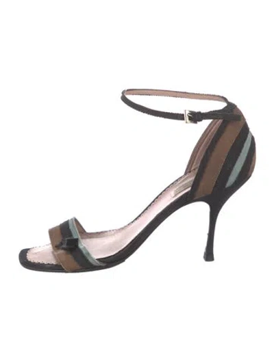 Pre-owned Prada Canvas Striped Sandals In Multi