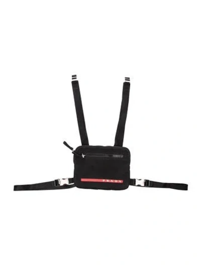 Pre-owned Prada Canvas Technical Chest Rig Bag In Black
