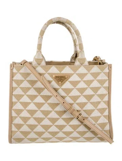 Pre-owned Prada Canvas Top Handle Bag In Neutral