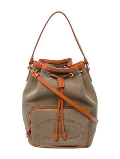 Pre-owned Prada Canvas Top Handle Bag Small Vintage In Neutral