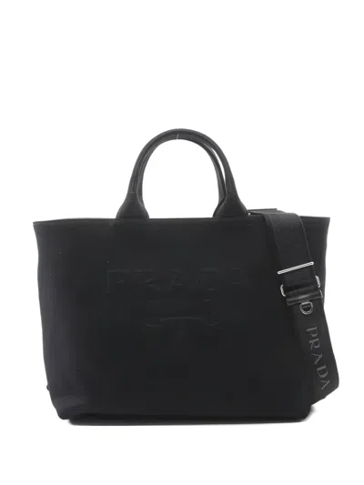 Pre-owned Prada Canvas Tote Bag In Black