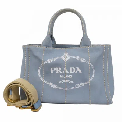 Pre-owned Prada Canvas Tote Bag () In Blue