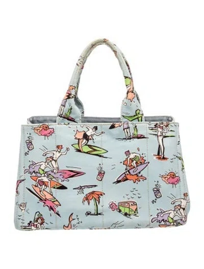 Pre-owned Prada Canvas Tote In Blue