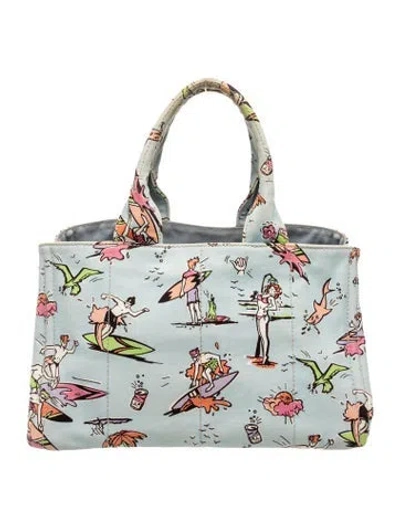 Pre-owned Prada Canvas Tote In Blue