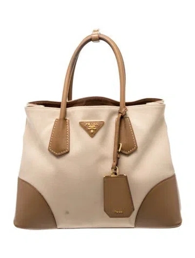Pre-owned Prada Canvas Tote In Neutral