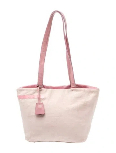 Pre-owned Prada Canvas Tote Vintage In Pink