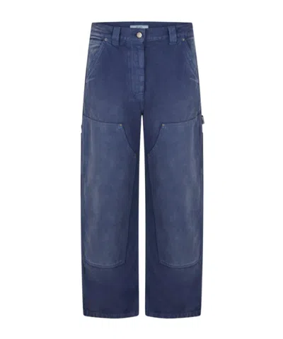 Prada Canvas Trousers In Blue