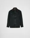 Prada Triangle-logo Canvas Jacket In Grey