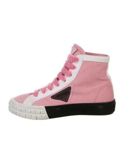 Pre-owned Prada Canvas Wedge Sneakers In Pink