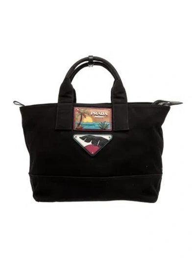 Pre-owned Prada Canvas Weekender Bag In Black