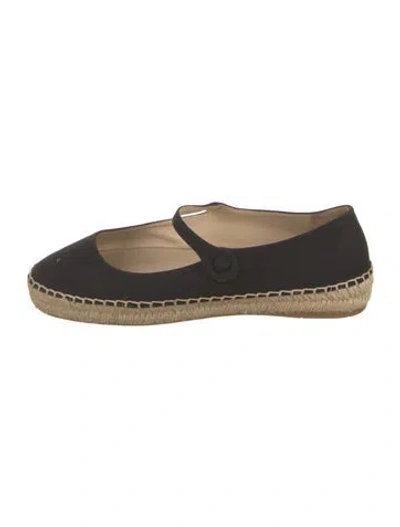 Pre-owned Prada Canvas Whipstitch Trim Espadrilles In Black