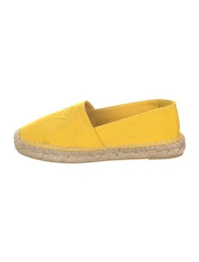 Pre-owned Prada Canvas Whipstitch Trim Espadrilles In Yellow