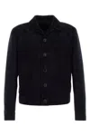 Prada Collared Suede Jacket With Side Pockets