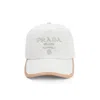 Prada Baseball Hat With Adjustable Strap And Contrast Trim In White