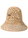 Prada Womens Neutral Brand-embroidered Cut-out Woven Bucket Hat In Neutral
