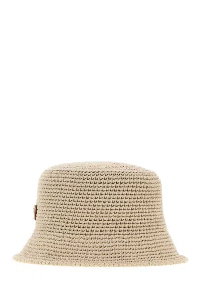 Prada Cappelli Crocheted Cotton Bucket Hat In Brown