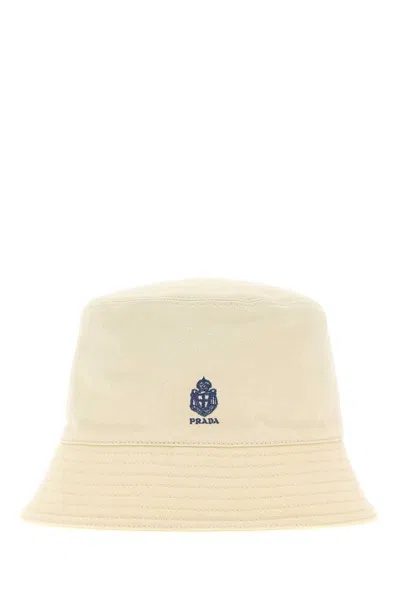 Prada Cappelli Gabardine Bucket Hat In Neutral